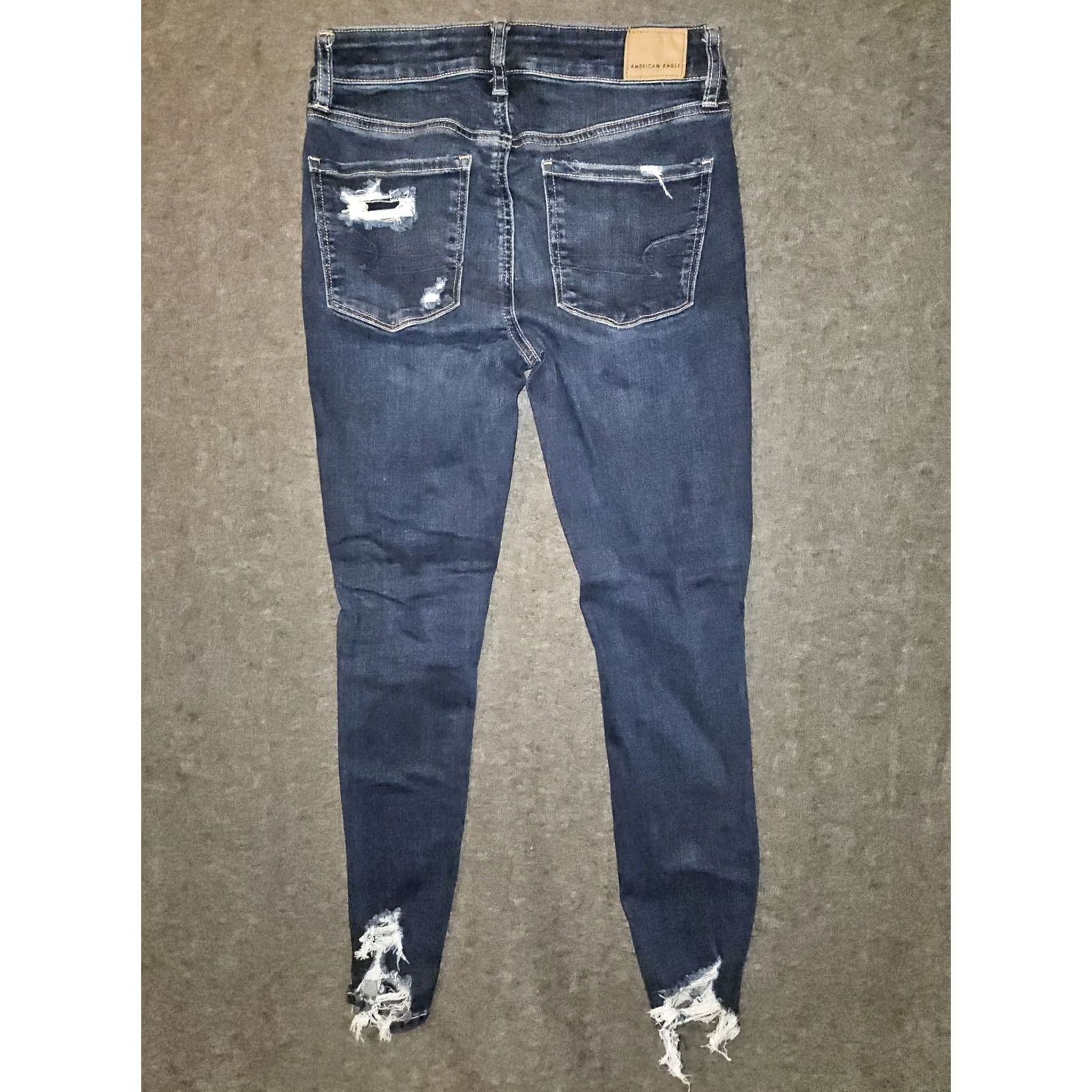 American Eagle Outfitters VINTAGE American Eagle Outfitters Hi Rise Jeggings Crop Women's 4 Blue Stretch Distressed Preppy Size 27" / US 4 / IT 40 - 7 Thumbnail