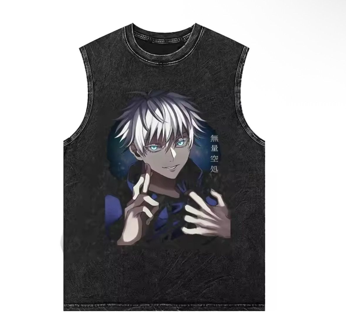 Japanese Brand Y2K Sport Anime Gojo Satoru Printed Washed Tank Top T-Shirt Size US L / EU 52-54 / 3 - 1 Thumbnail