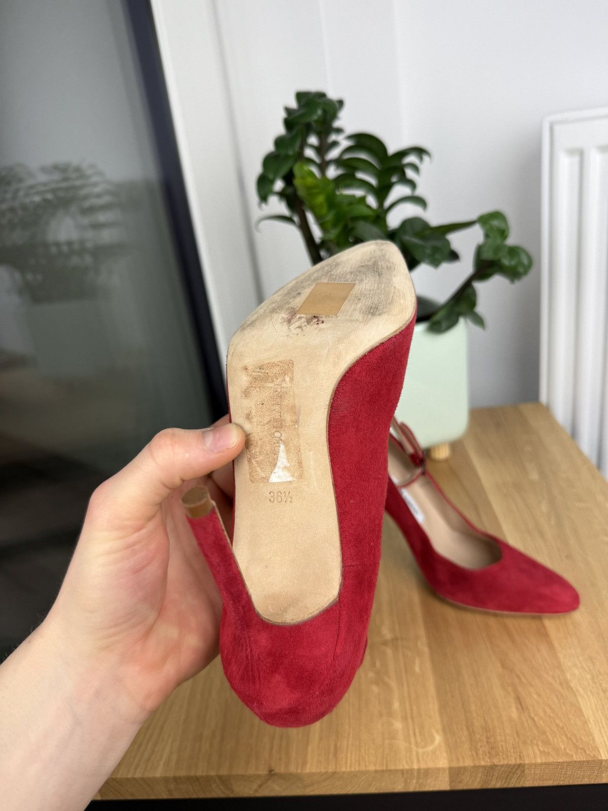 Manolo Blahnik Manolo Blahnik BB Pumps Heels Red Suede 36.5 Size US 6.5 / IT 36.5 - 8 Thumbnail
