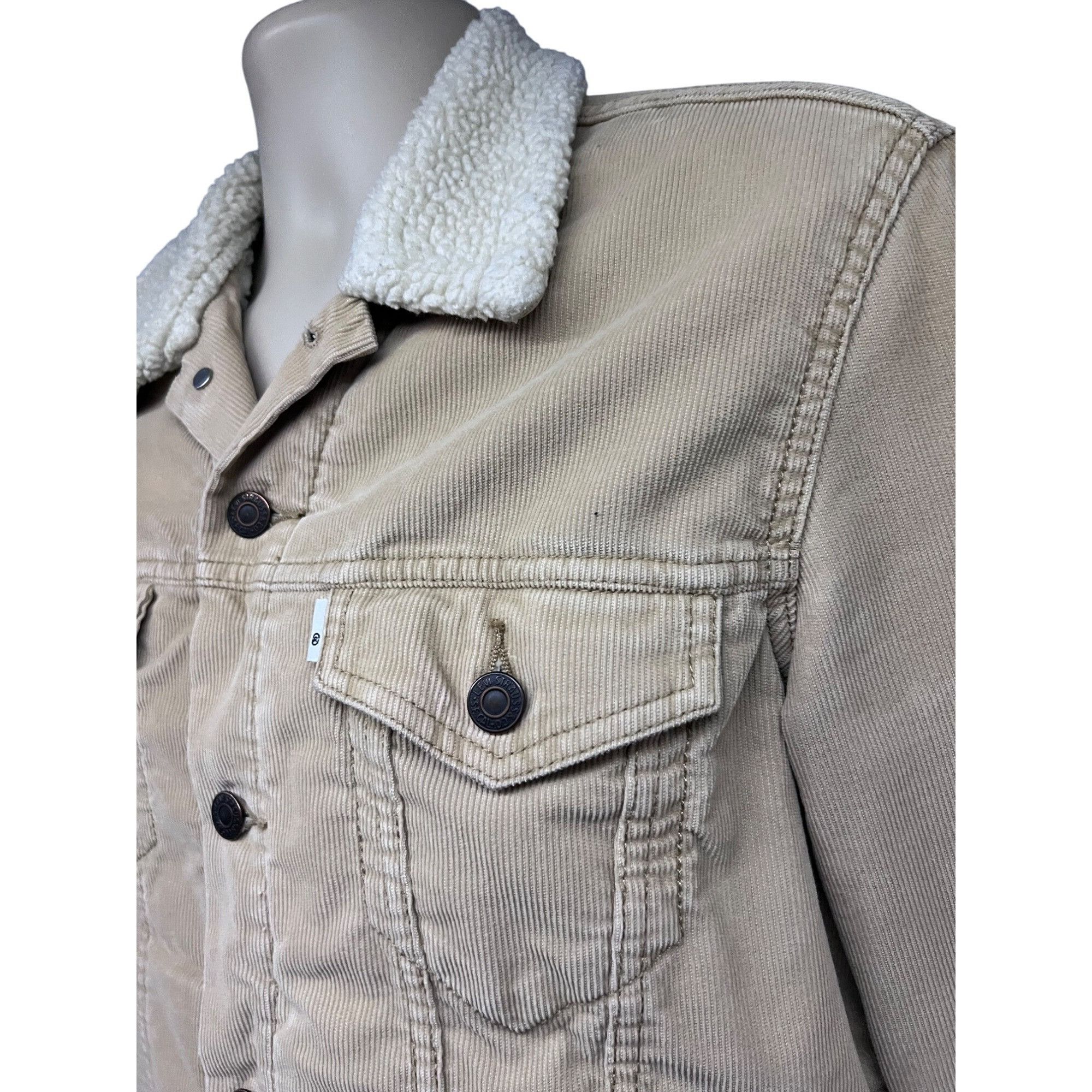 Levi's Levis Mens Tan Corduroy Button Up Trucker Jacket Small Sherp Size US S / EU 44-46 / 1 - 5 Thumbnail