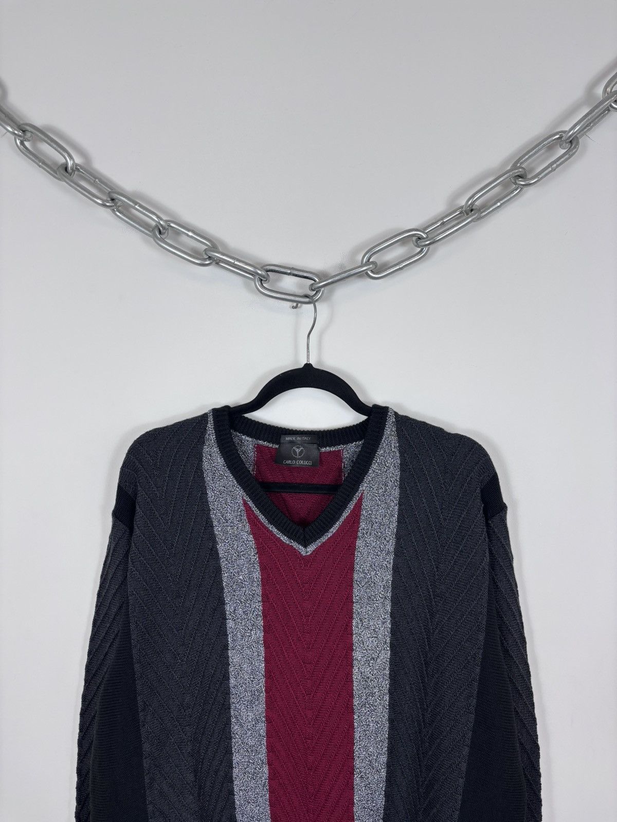 Carlo Colucci Carlo Colucci Vintage Men’s Wool Knit V-Neck Sweater Size US L / EU 52-54 / 3 - 2 Thumbnail