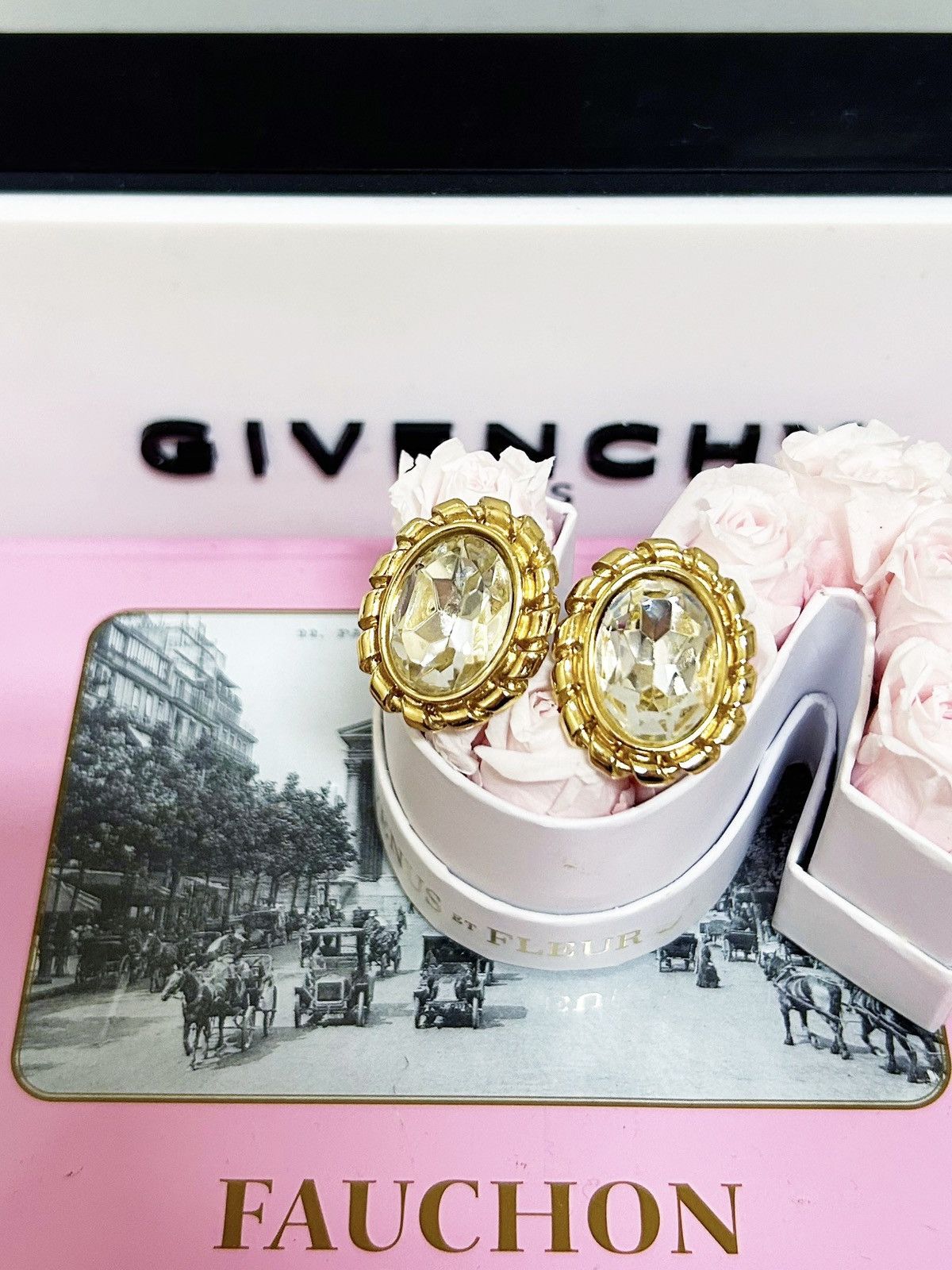Authentic Givenchy RARE Vintage Crystal Statement Earrings