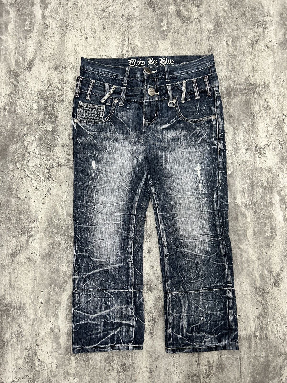 If Six Was Nine Blow By Blue Double Distressed Cropped Jeans Size US 31 - 3 Thumbnail