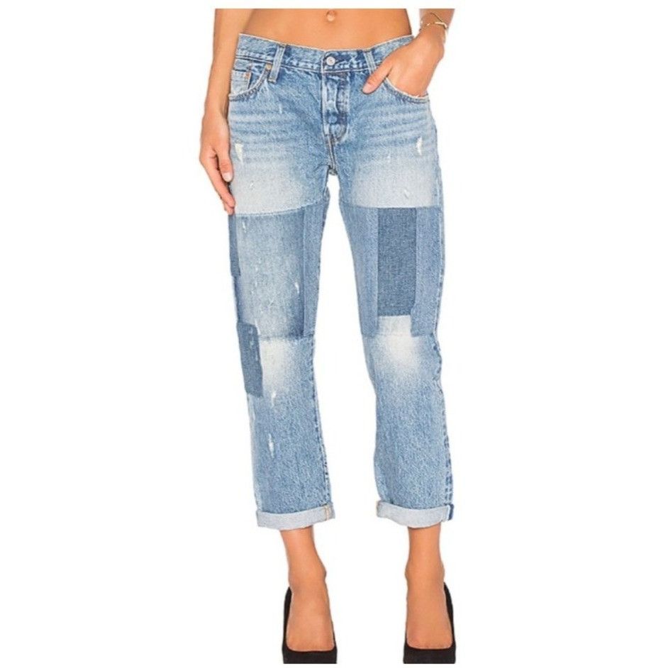 image of Levis NWOT Anthropologie Levi's 501 Ct Selvedge Stacked Patch Jean in Blue, Women's (Size 32)