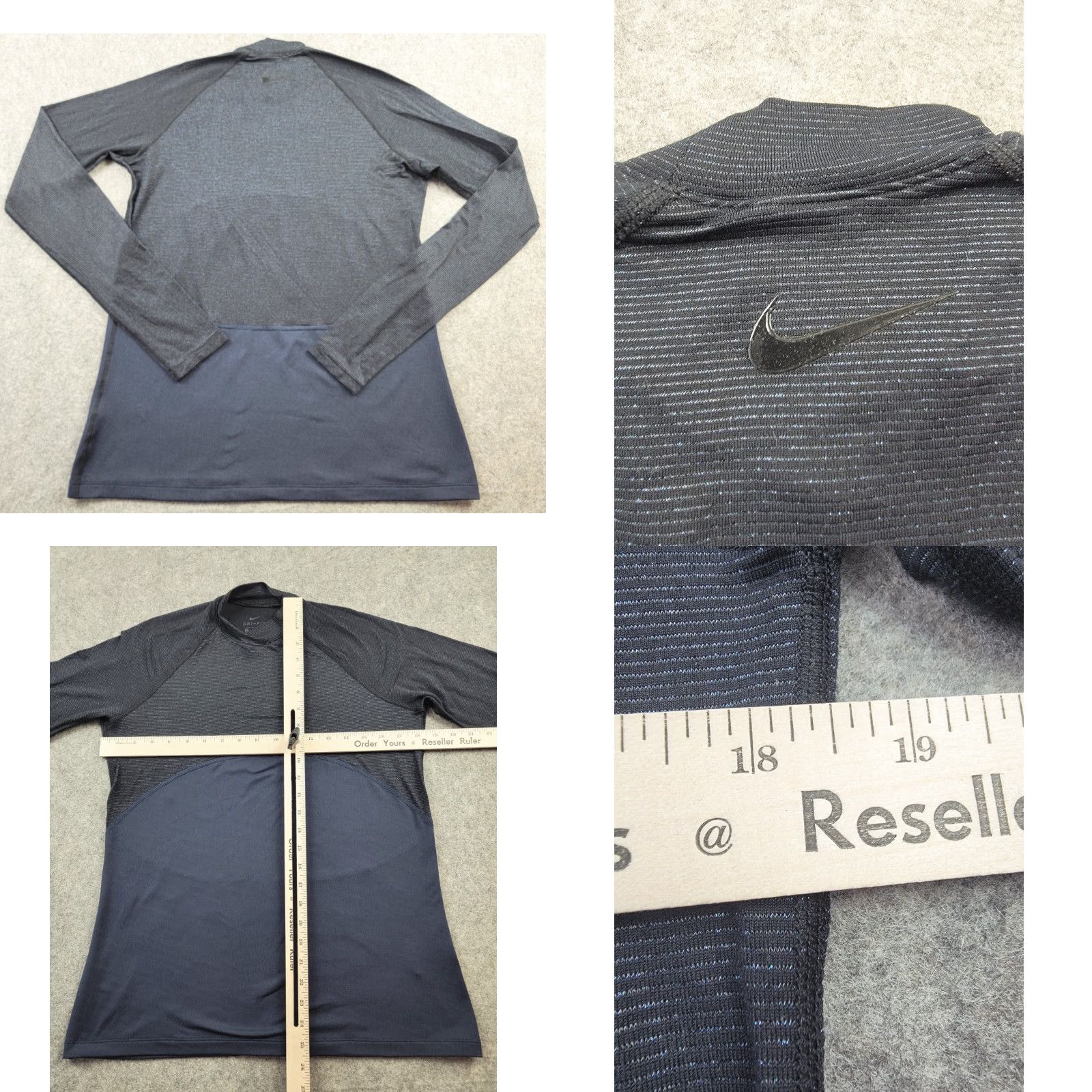Nike Nike Dri-Fit Shirt Womens Large Blue Black Glitter Long Sleeve Pullover Lined Size L / US 10 / IT 46 - 8 Thumbnail