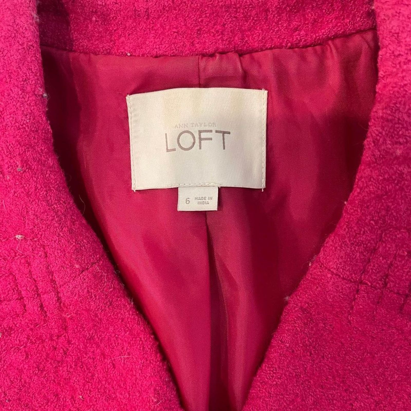 Loft Ann Taylor Loft Magenta Pink Peacoat Wool Blend Women's 6 Size M / US 6-8 / IT 42-44 - 4 Thumbnail