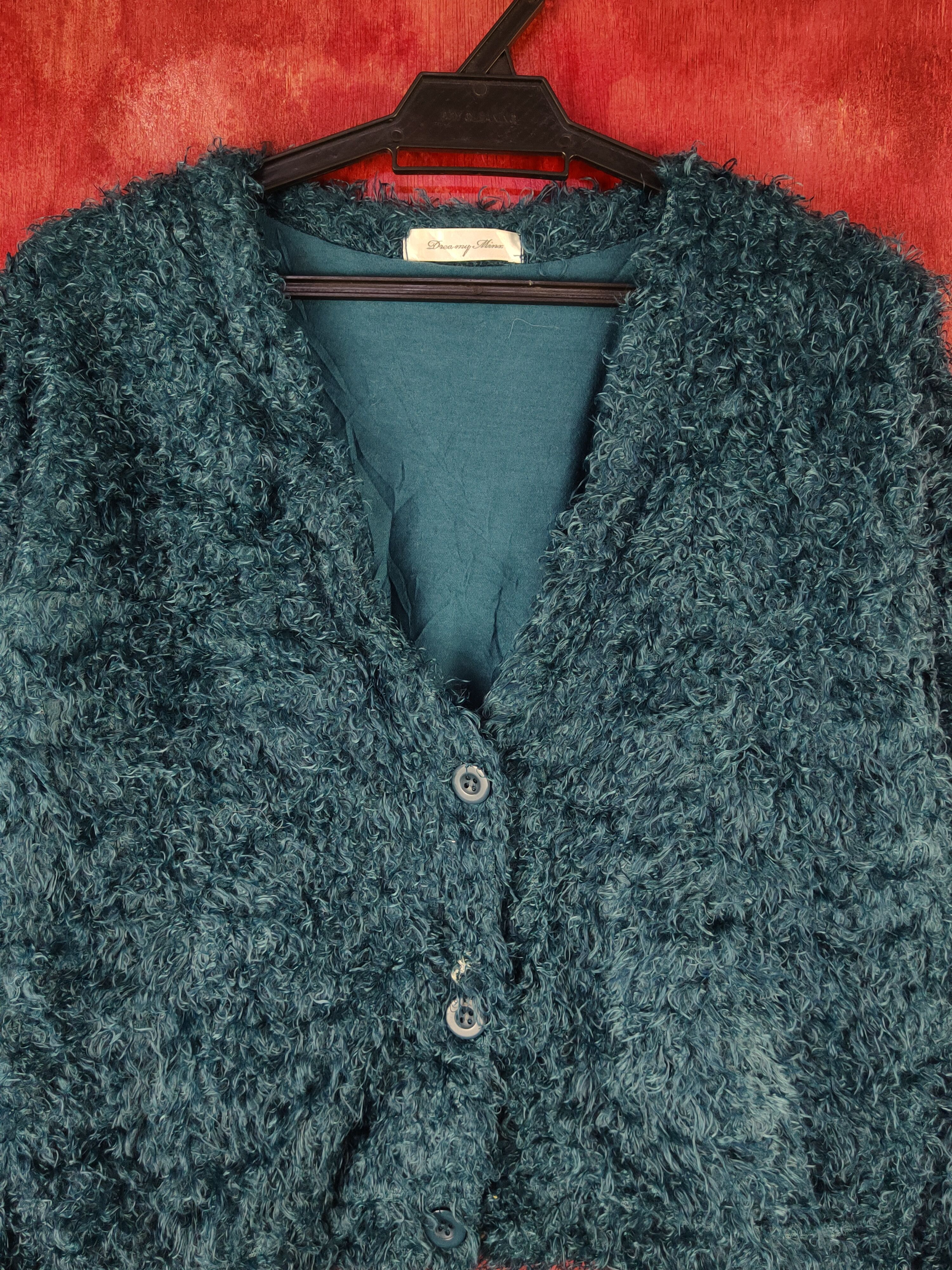 Japanese Brand Dreamy Minx Turquoise Fur Mohair Knitwear Cardigan #S1994 Size M / US 6-8 / IT 42-44 - 2 Thumbnail