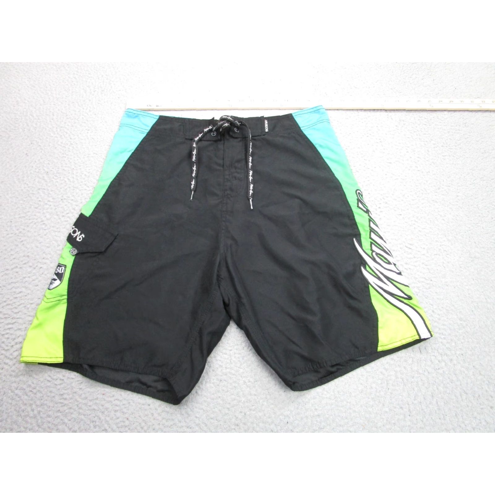 Vintage Maui & Sons Boardshorts Mens Adult 34 Black Green Surf Swim Trunks Baggy y2k Size US 34 / EU 50 - 5 Thumbnail