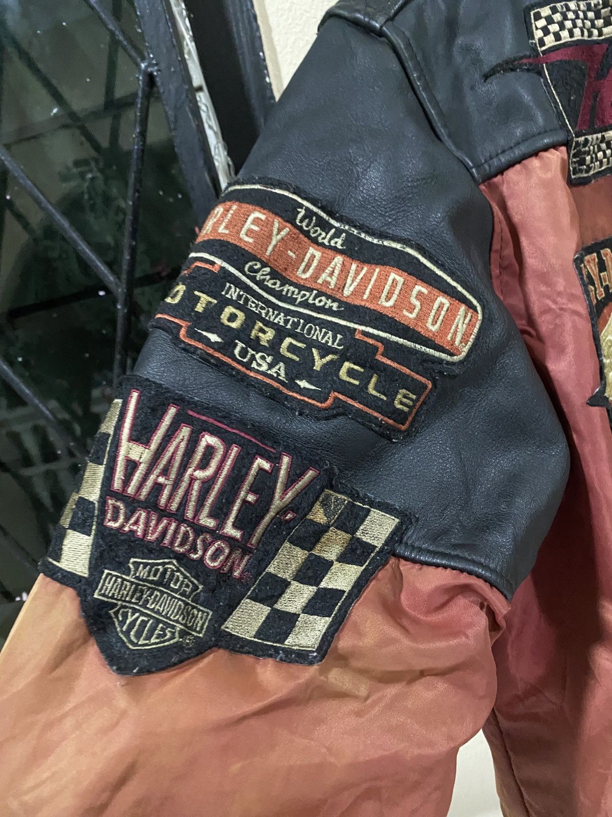 Harley Davidson Harley Davidson 90s Sunfaded Bombers Leather Trim Size US L / EU 52-54 / 3 - 7 Thumbnail