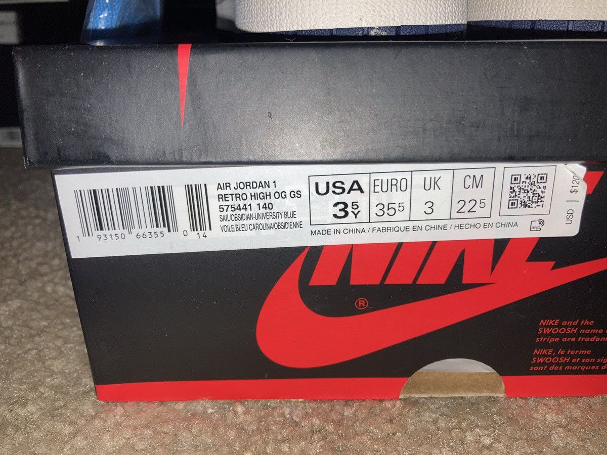 Jordan Brand × Supreme AIR JORDAN 1 RETRO HIGH OG GS UNC OBSIDIAN🛑READ DESCRIPTION🛑 Size US 5 / EU 37 - 2 Thumbnail