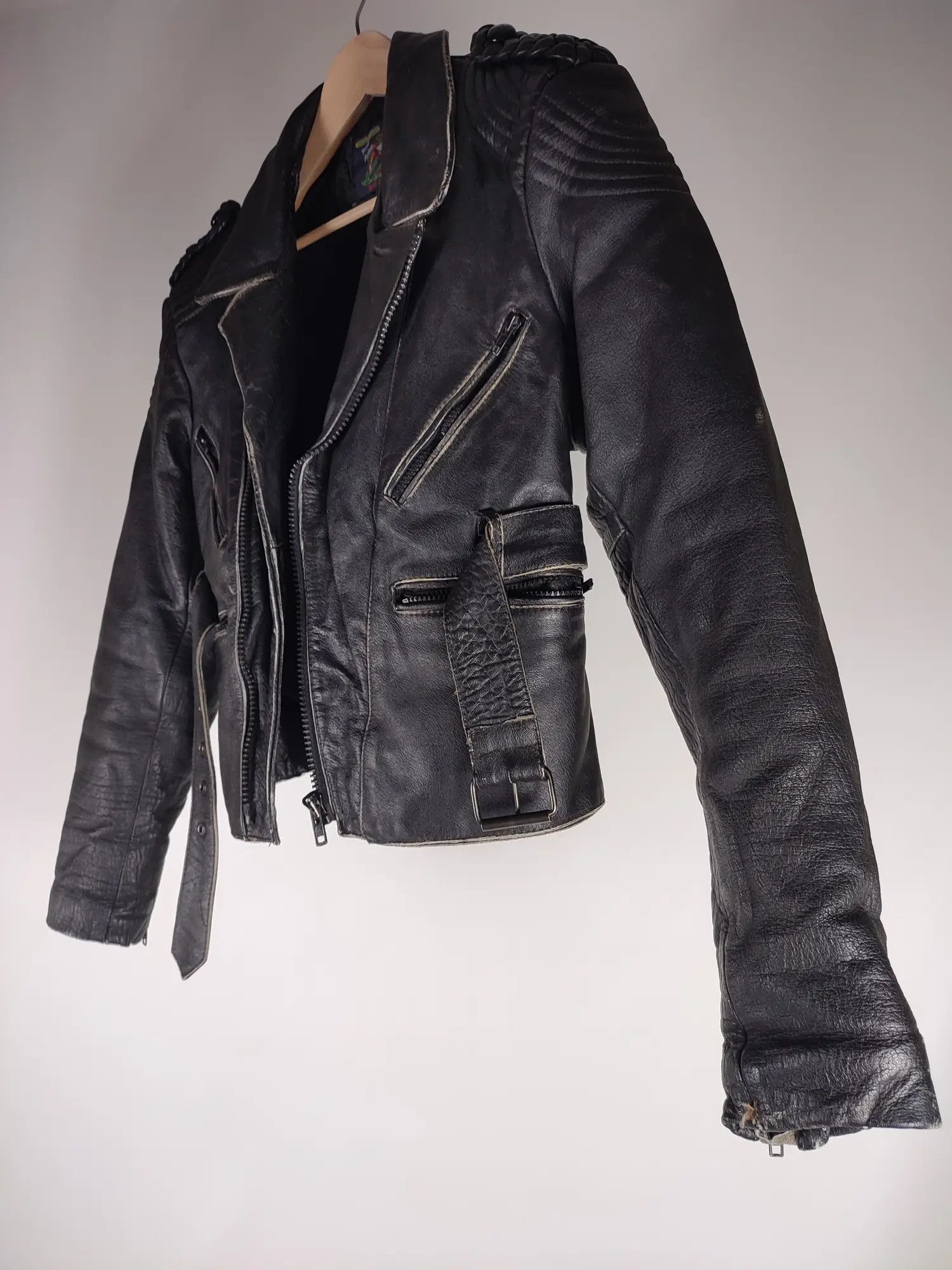 Vintage Vintage Moto Biker Faded Leather Jacket Size US M / EU 48-50 / 2 - 14 Thumbnail