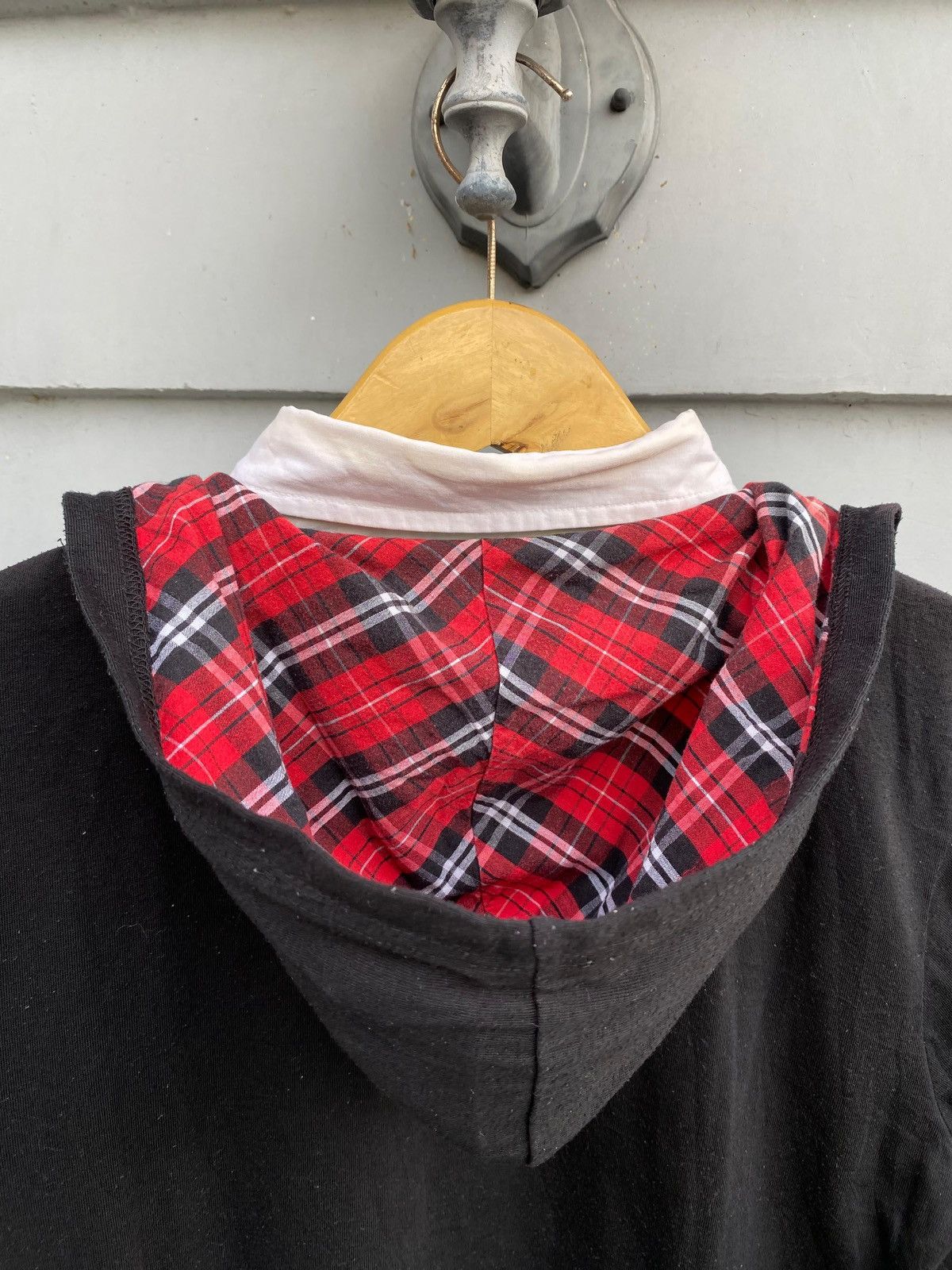 If Six Was Nine Sorridere Layered Hoodie Shirt Built-in Button-Up & Plaid Size US L / EU 52-54 / 3 - 12 Thumbnail