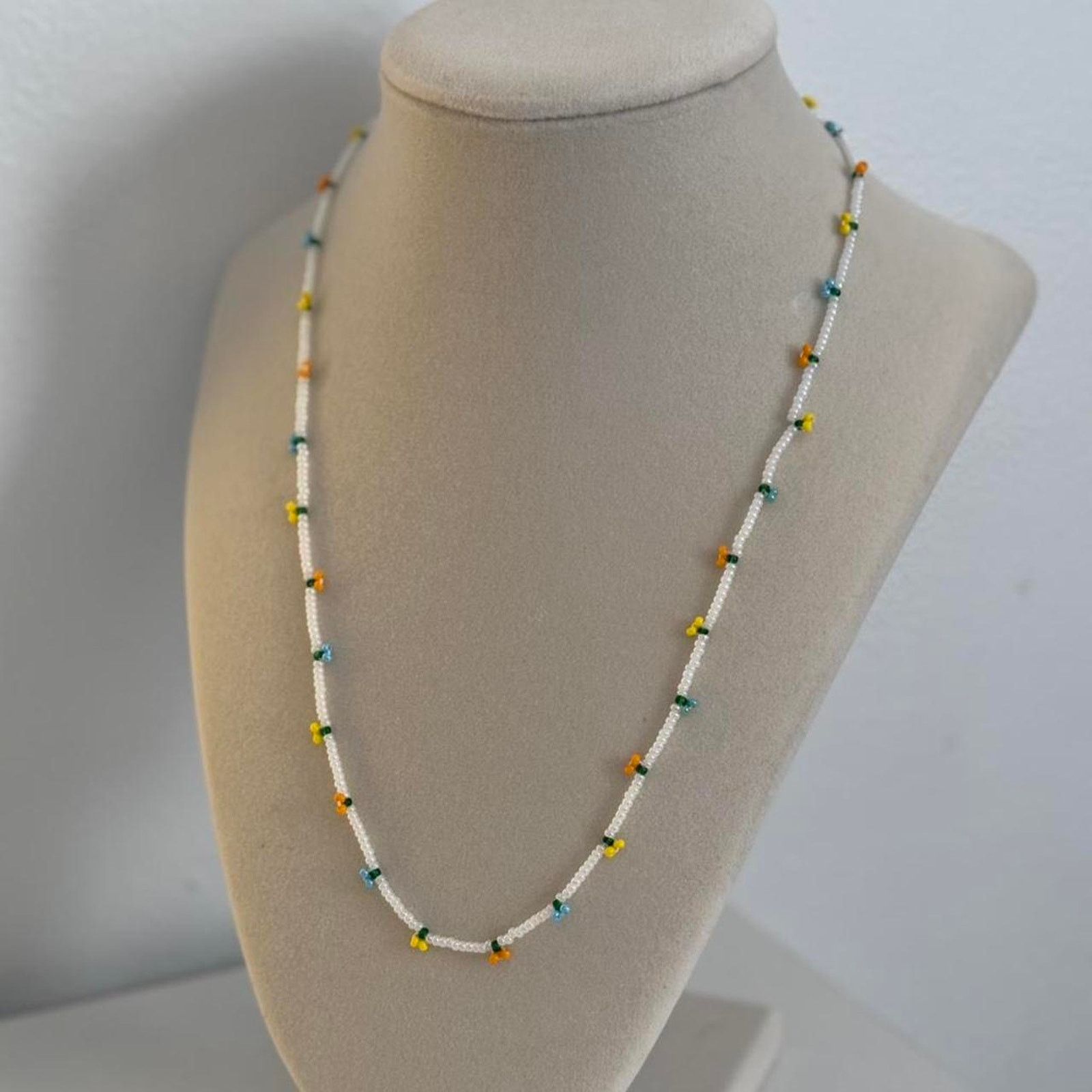 Other White Yellow Blue Beaded Necklace Handmade Colorful Size ONE SIZE - 3 Thumbnail