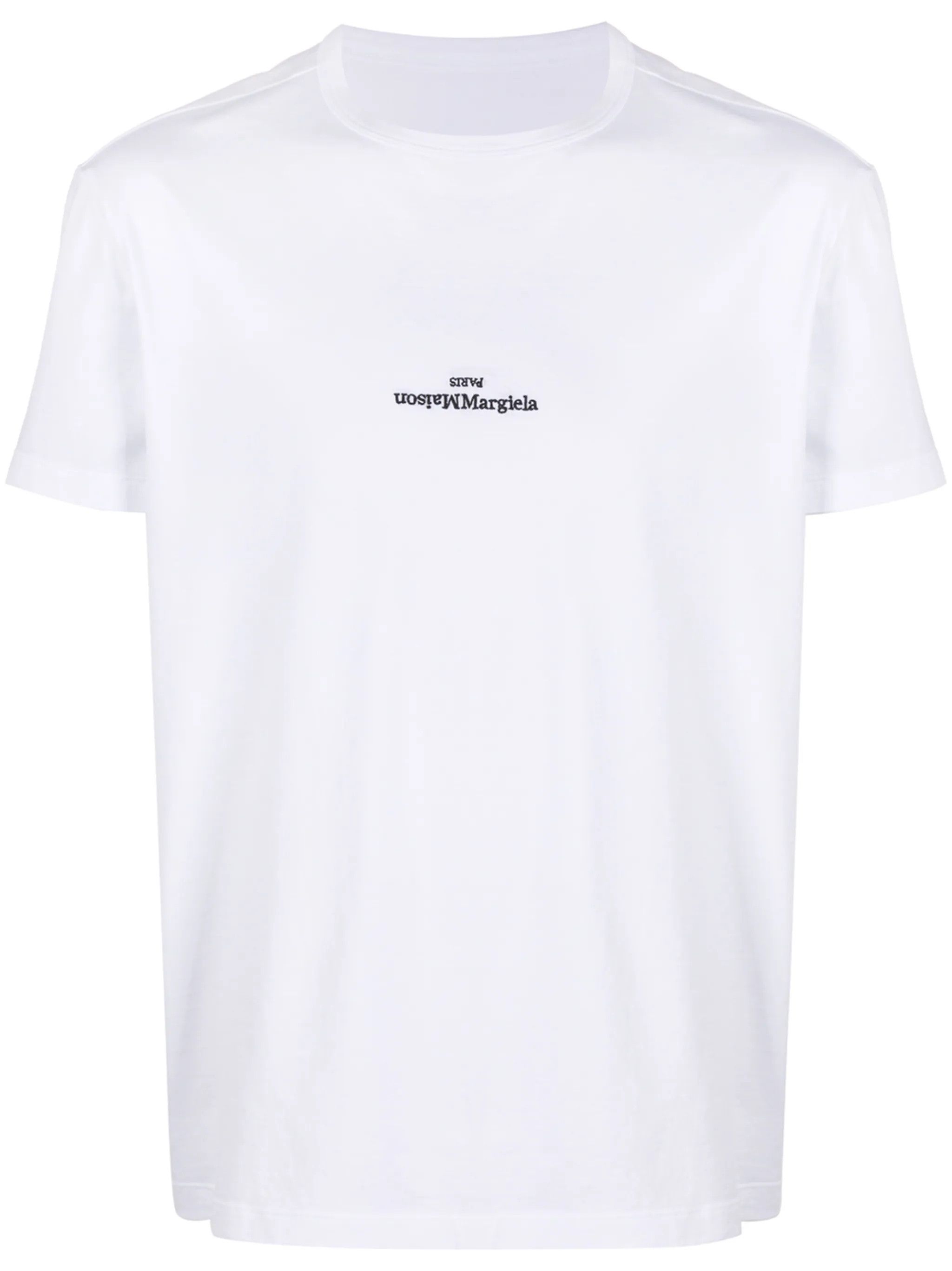 Maison Margiela oc11z0925 Distorted Logo Cotton T-Shirt in White Size US S / EU 44-46 / 1 - 1 Thumbnail