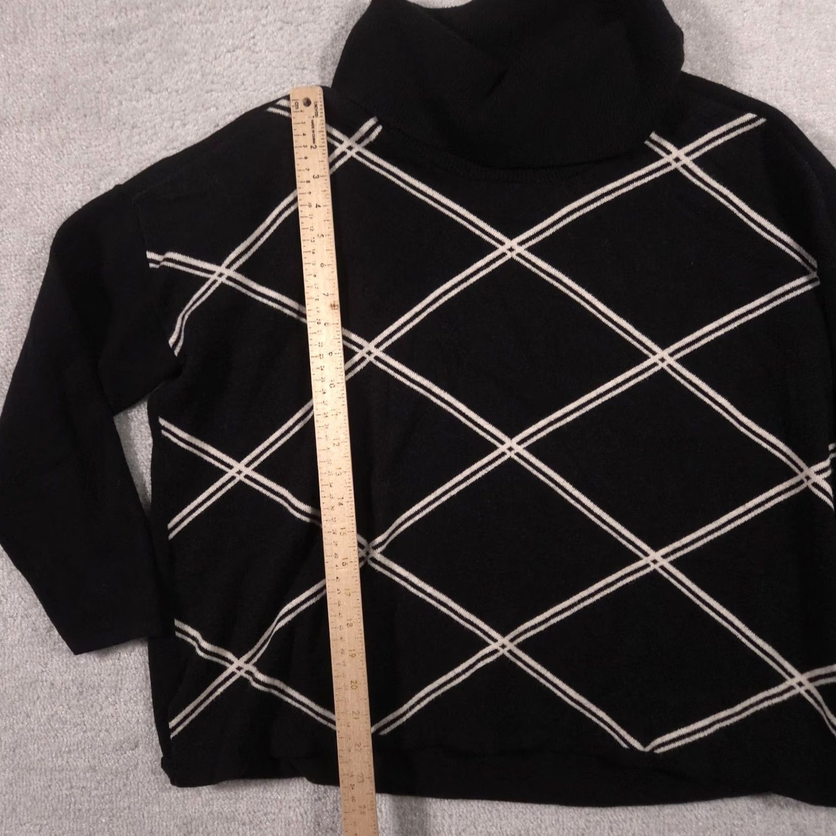 Vintage Adrienne Vittadini Sweater Womens XL Black Cowl Neck Argyle Knit Pullover Size XL / US 12-14 / IT 48-50 - 6 Thumbnail