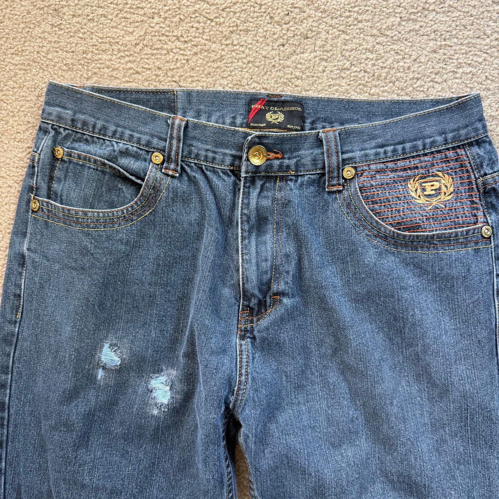 Phat Farm Vintage Y2K Phat Classics Embroidered Jeans Size US 36 / EU 52 - 4 Thumbnail
