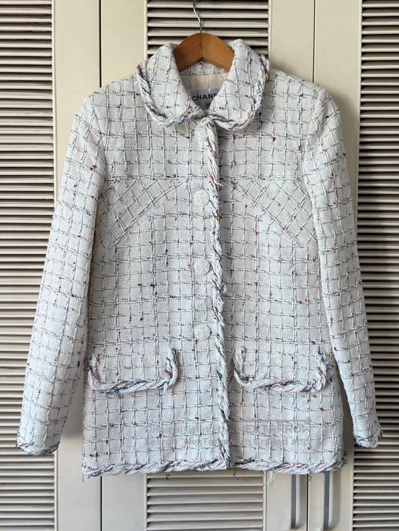 Chanel Chanel Waterfall series pearlescent white plaid jacket Size XS / US 0-2 / IT 36-38 - 1 Thumbnail