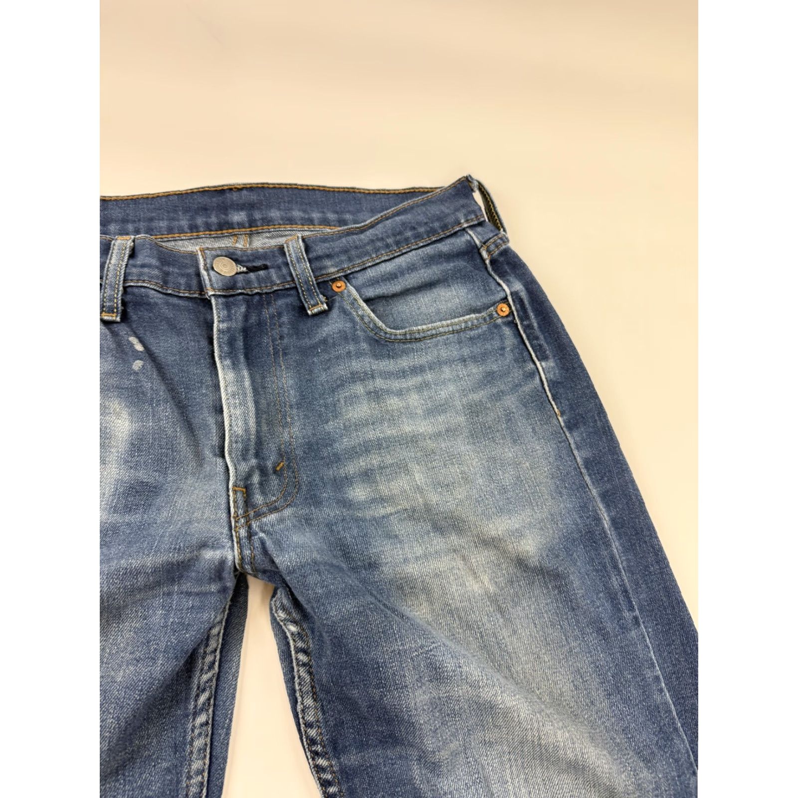 Levi's Levi's 514 Jeans Mens 33W 29L Blue Medium Wash Regular Straight Distressed Stretch Denim Size US 33 - 4 Thumbnail