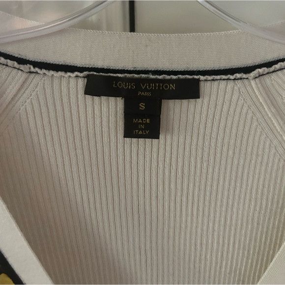 Louis Vuitton LOUIS VUITTON floral silk panel beige ribbed wool cardigan Size S / US 4 / IT 40 - 4 Thumbnail