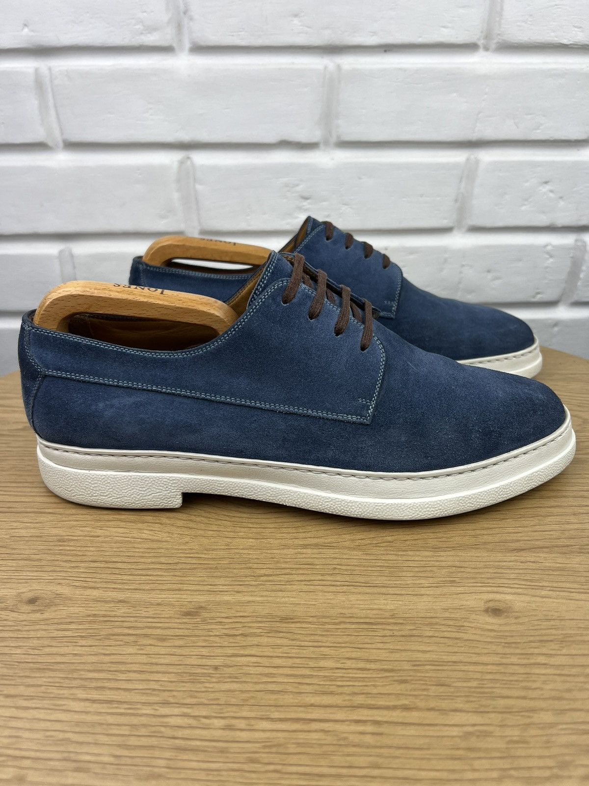 Gucci GUCCI Derby Suede Shoes Lace-up GG Logo Blue Men’s Size US 9.5 / EU 42-43 - 8 Thumbnail