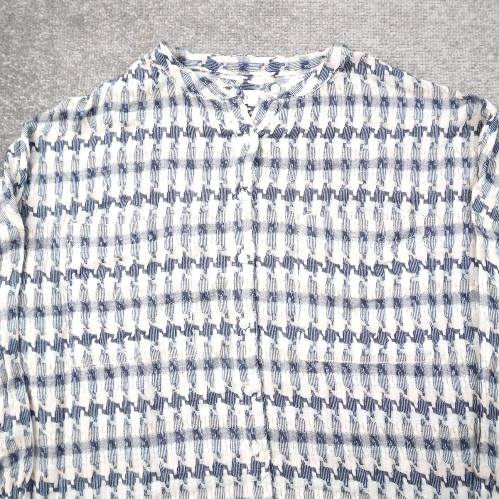 Lou & Grey Lou & Grey Loft Top Adult Small Blue Multicolor Textured Button Women A73 Size S / US 4 / IT 40 - 7 Thumbnail
