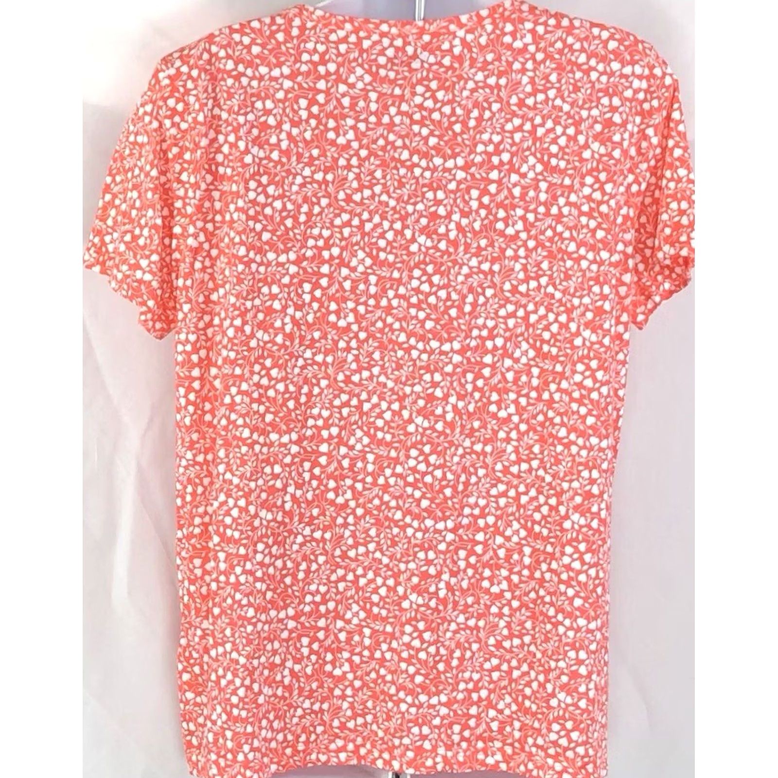 Basic Editions NWT Basic Crochet Top L Orange Wht Floral Short Sleeve Y2K Cottage Capsule Womens Size L / US 10 / IT 46 - 3 Thumbnail