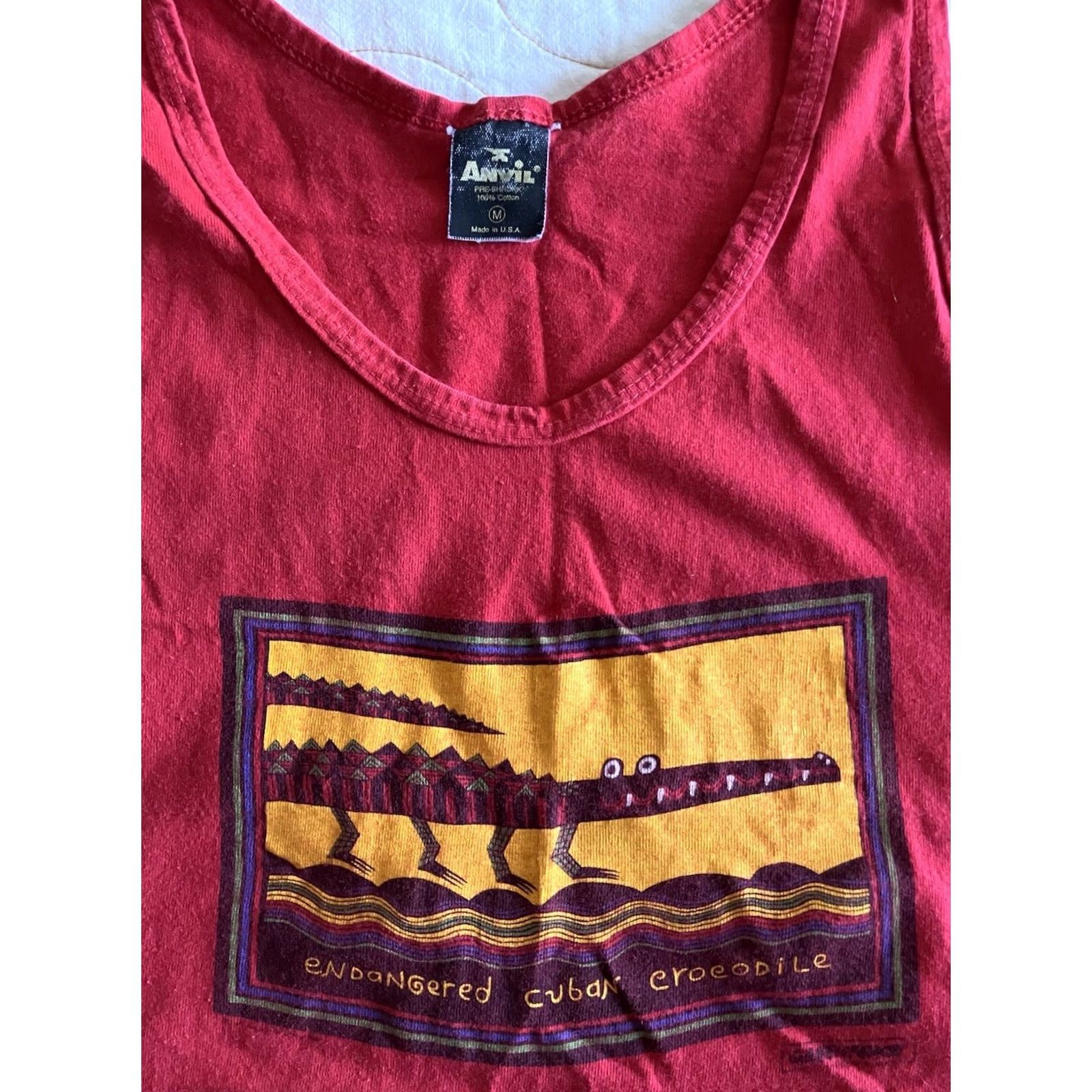 Anvil VINTAGE Greenpeace Shirt Mens XL Red Cuban Crocodile Tank Top 80s USA Size US M / EU 48-50 / 2 - 3 Thumbnail