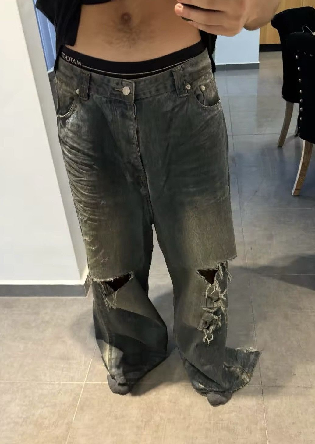 Jean Frayed Distressed Baggy Jeans Size US 32 / EU 48 - 11 Thumbnail