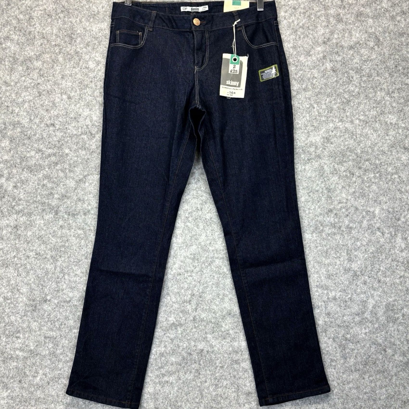 Vintage Dorothy Perkins Jeans Womens 14 Skinny UK14 Regular Denim Dark Wash New With Tags L31 Size 36" / US 14 / IT 50 - 2 Thumbnail