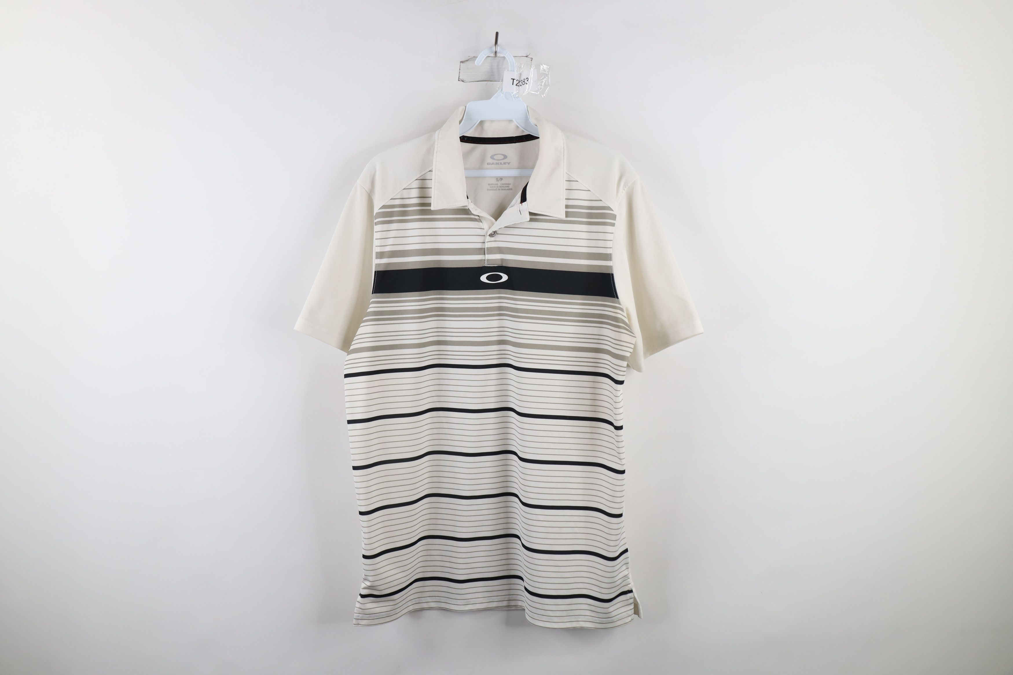Oakley × Vintage Oakley Fit Spell Out O Logo Striped Collared Golf Polo Shirt Size US S / EU 44-46 / 1 - 1 Thumbnail