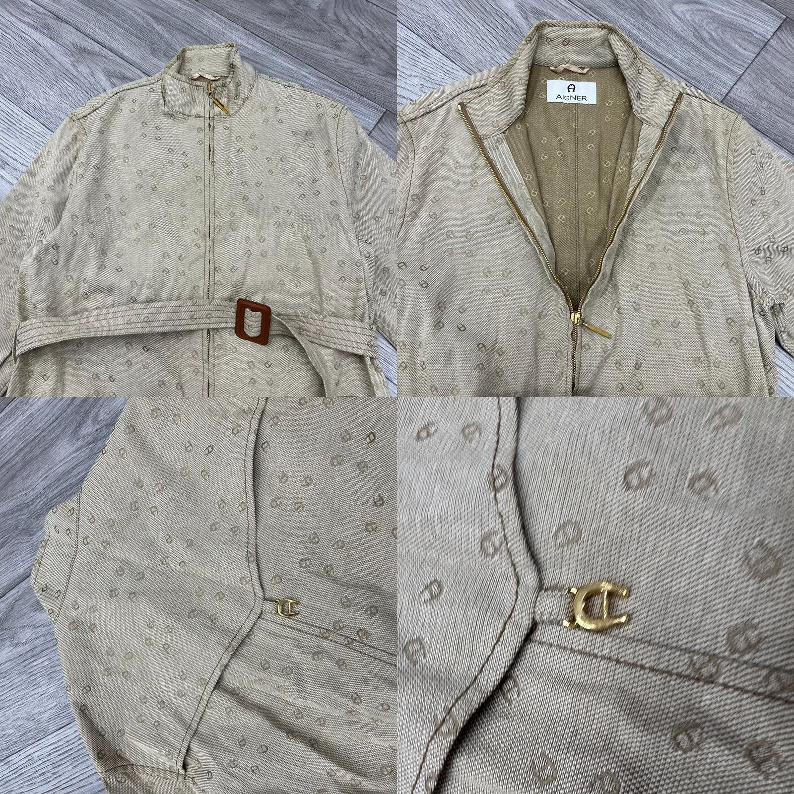 Aigner VINTAGE Aigner Monogram Coat Women M Beige USA 8 10 Jacket Size M / US 6-8 / IT 42-44 - 8 Thumbnail