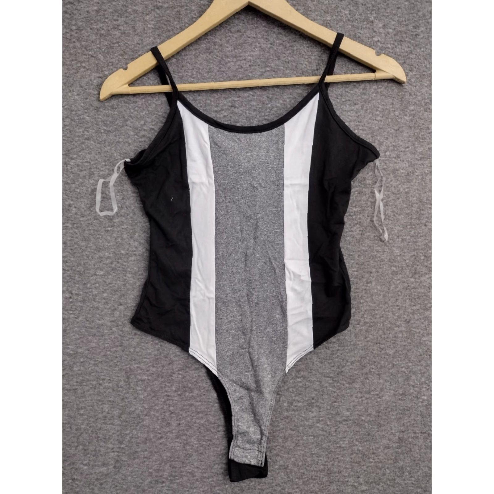 Vintage Codigo Bodysuit Womens M Black/White/Gray Tank Strap Fitted") Size M / US 6-8 / IT 42-44 - 2 Thumbnail