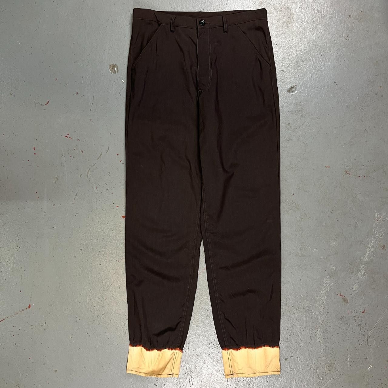 image of Comme Des Garcons Evergreen Brown Dip Dye Trouser, Men's (Size 32)