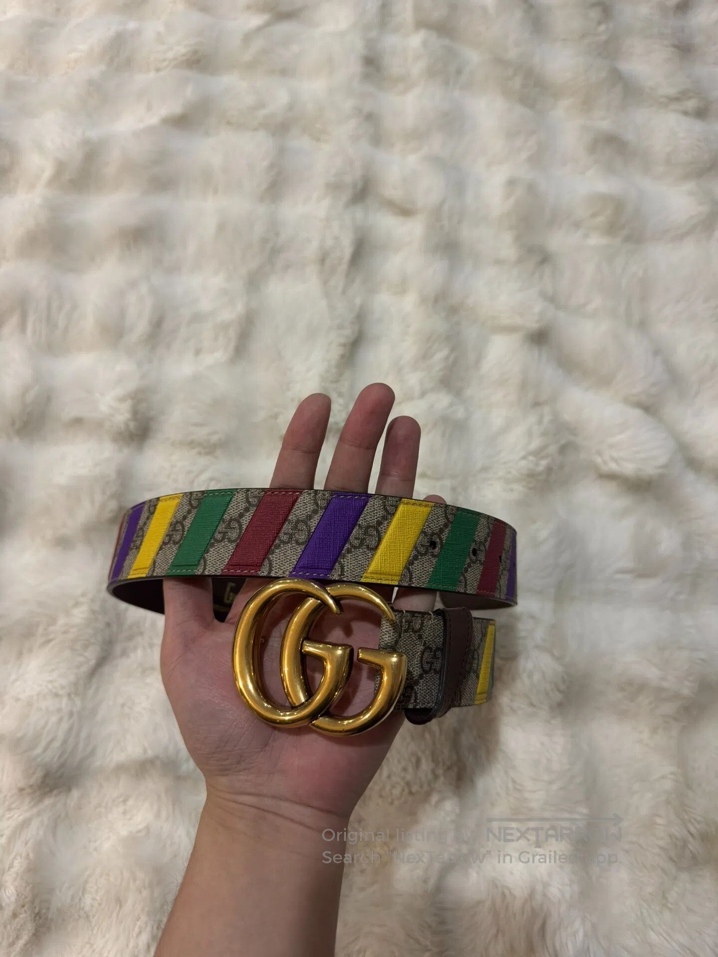 Gucci Guicci size 80 Rainbow Double G Printed Belt| Size ONE SIZE - 1 Thumbnail