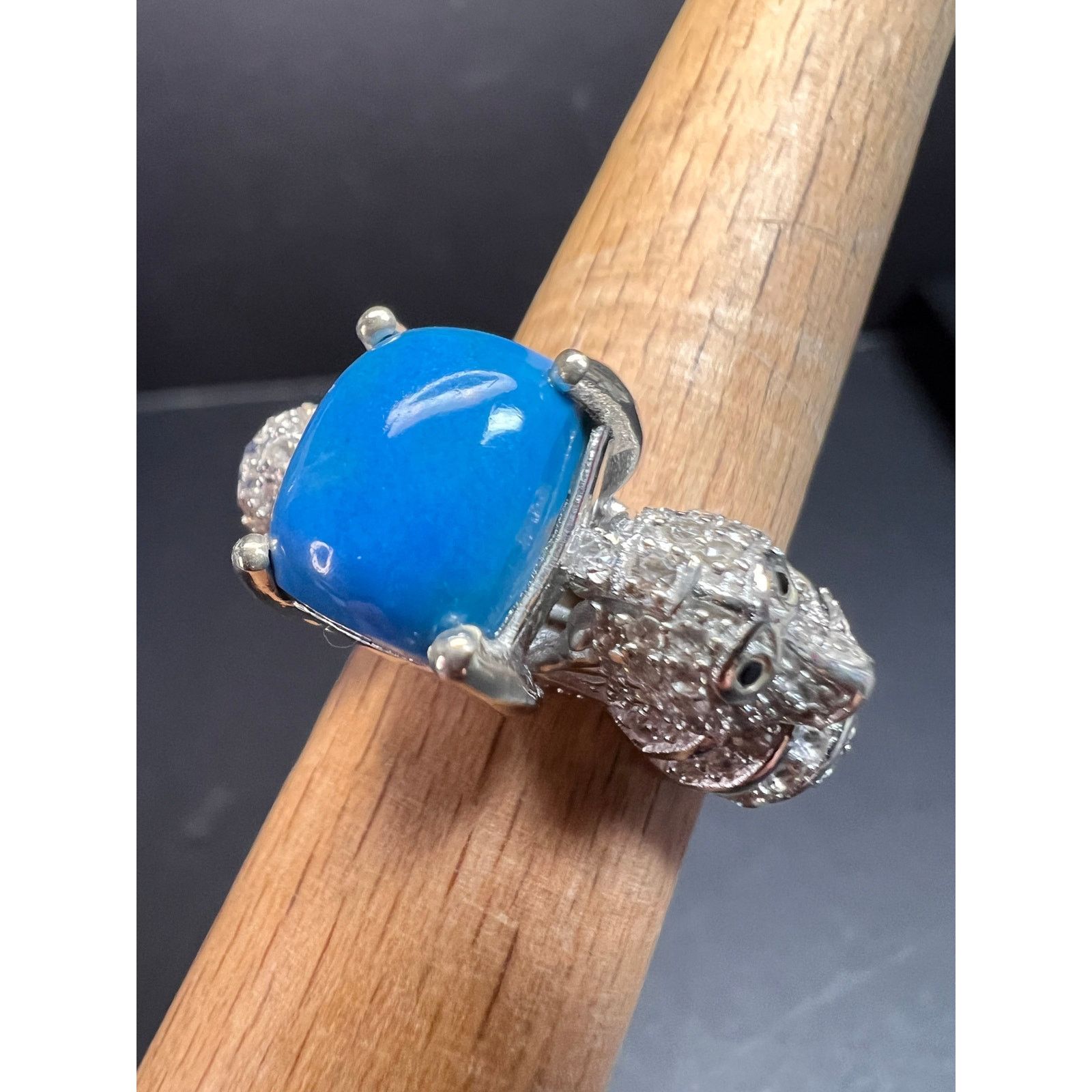 Other NEW Ceruleite and zircon seahorse ring in 925 silver size 8 Size ONE SIZE - 13 Thumbnail