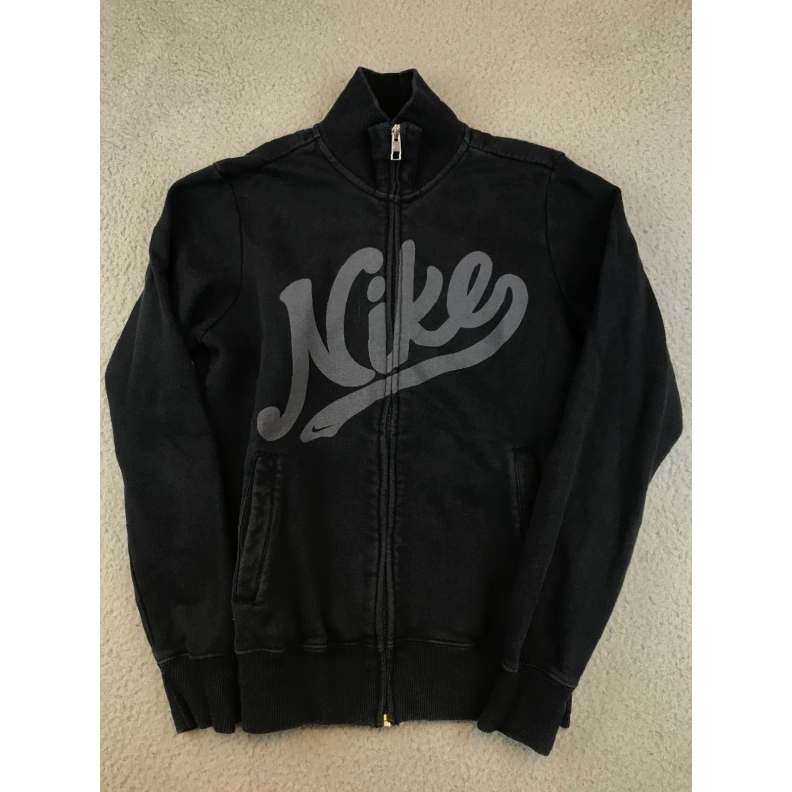 Nike Nike Jacket Women’s Medium Black Full Zip Mock Neck Long Sleeve Pockets Big Logo Size M / US 6-8 / IT 42-44 - 2 Thumbnail
