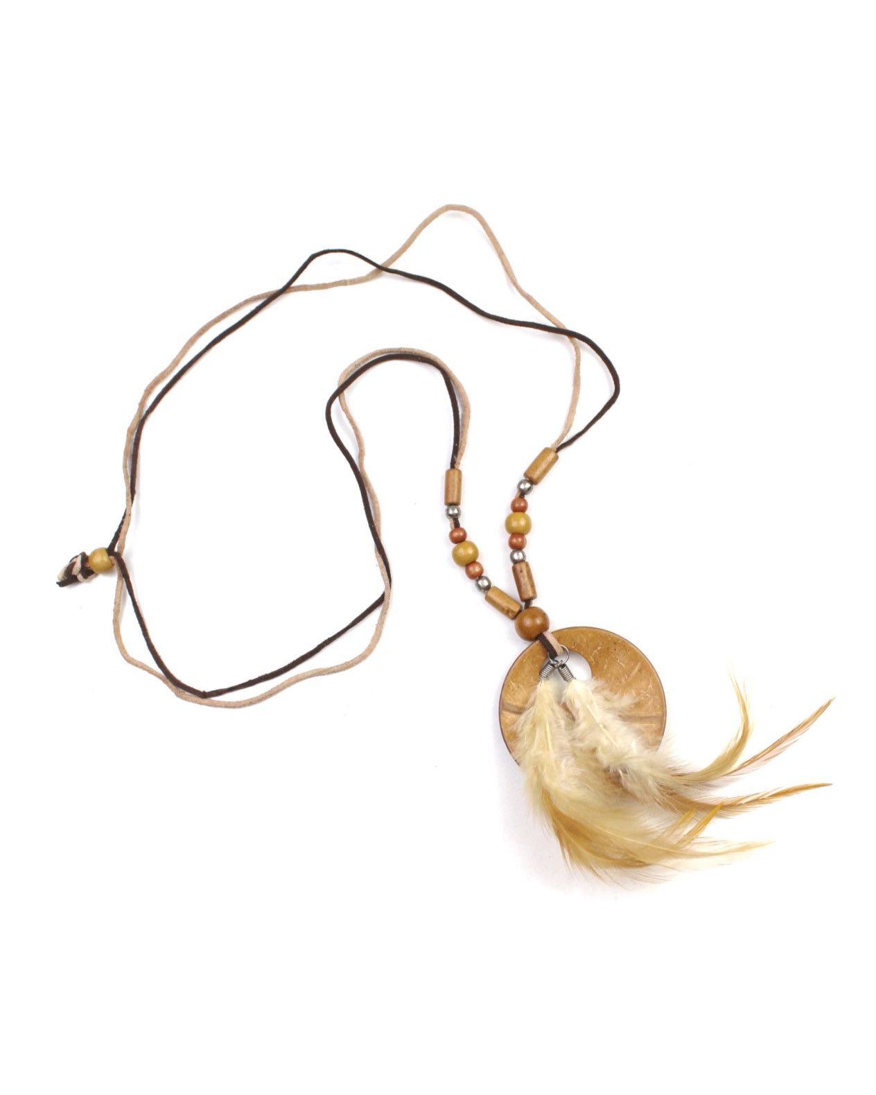 If Six Was Nine 2000S JAPANESE MADE BOHO FEATHER WOOD BEAD PENDANT NECKLACE Size ONE SIZE - 2 Thumbnail
