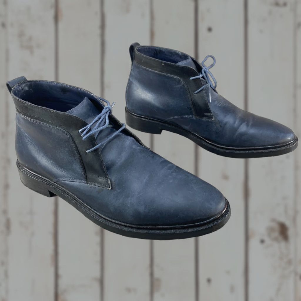 Cole Haan COLE HAAN Grand OS Cambridge Chukka Lace Up Boots Black Blue Leather Mens 10.5 M Shoe Boots Size US 11 / EU 44 - 1 Thumbnail