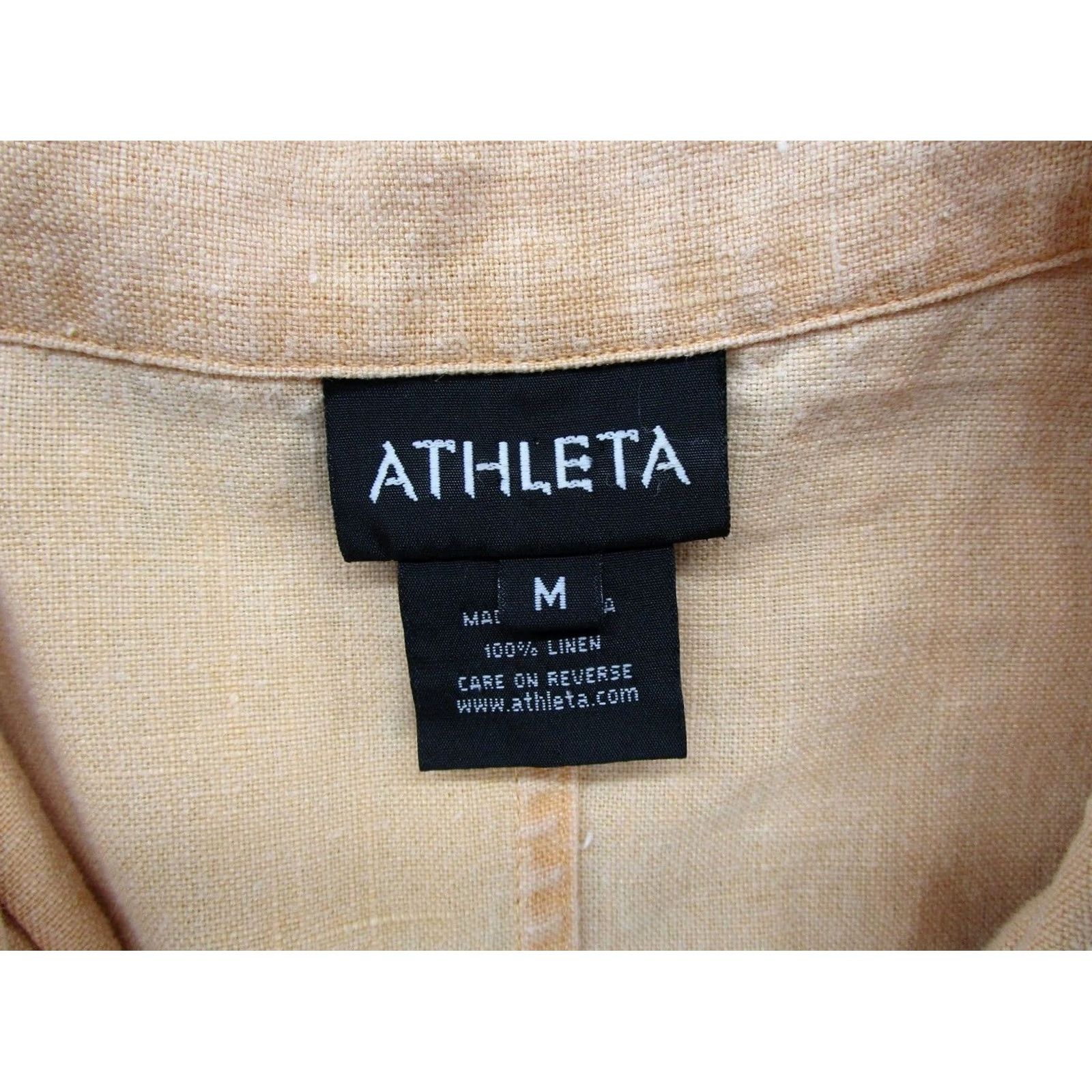 Athleta VINTAGE Athleta Jacket Women M Orange Linen Twill Pockets Cinch Snap Button Long Sleeve Mid-Length Casual Workwear Size M / US 6-8 / IT 42-44 - 2 Thumbnail