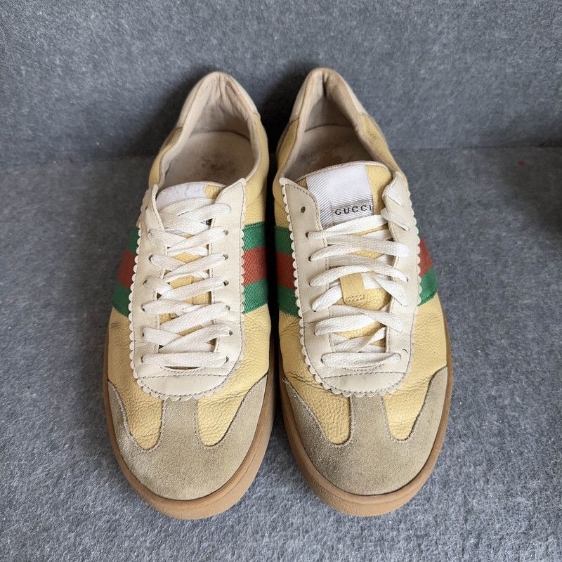 Gucci Gucci G74 Web Leather Low-Top Sneakers -2508 Size US 8.5 / EU 41-42 - 2 Thumbnail