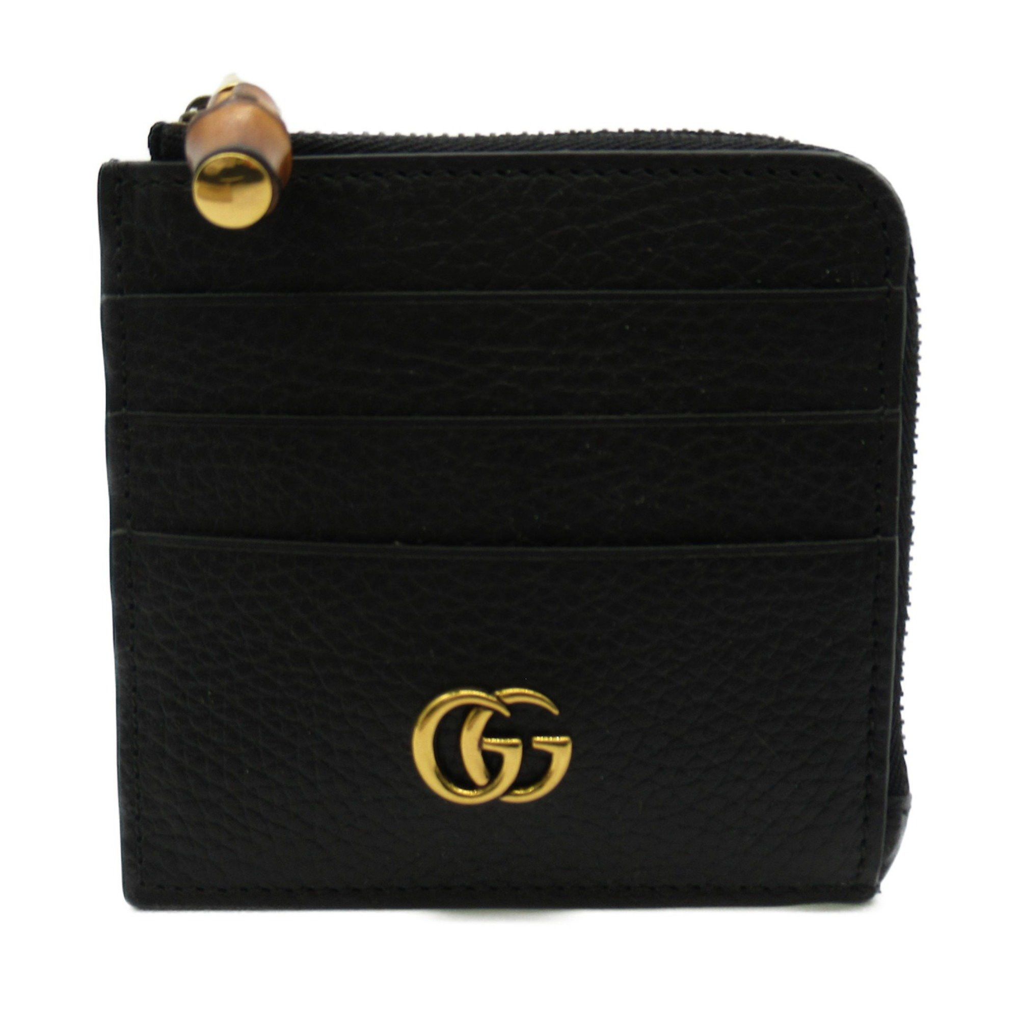 image of Gucci Double G Bamboucard Case Black Calfskin (Cowhide) 739497Aabxm1000, Women's