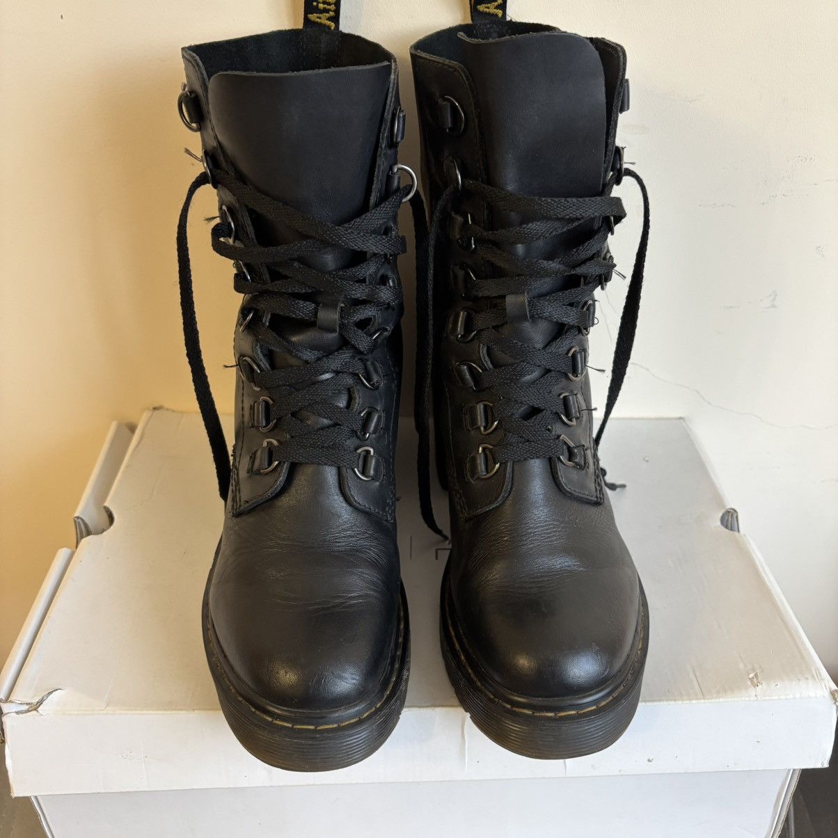 Dr. Martens Dr. Martens Bratz Black Chesney Leather Flared Heel Boots Size US 10.5 / IT 40.5 - 2 Thumbnail