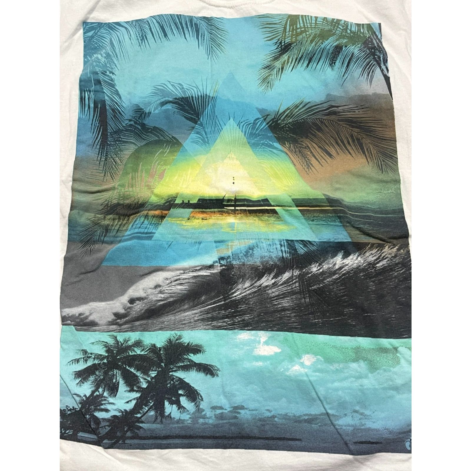 Hang Ten Hang Ten Shirt Mens Large White Blue Beach Scene Graphic Print T-Shirt Short Sleeve Reg Fit Casual Summer Beachwear Mens Size US L / EU 52-54 / 3 - 3 Thumbnail