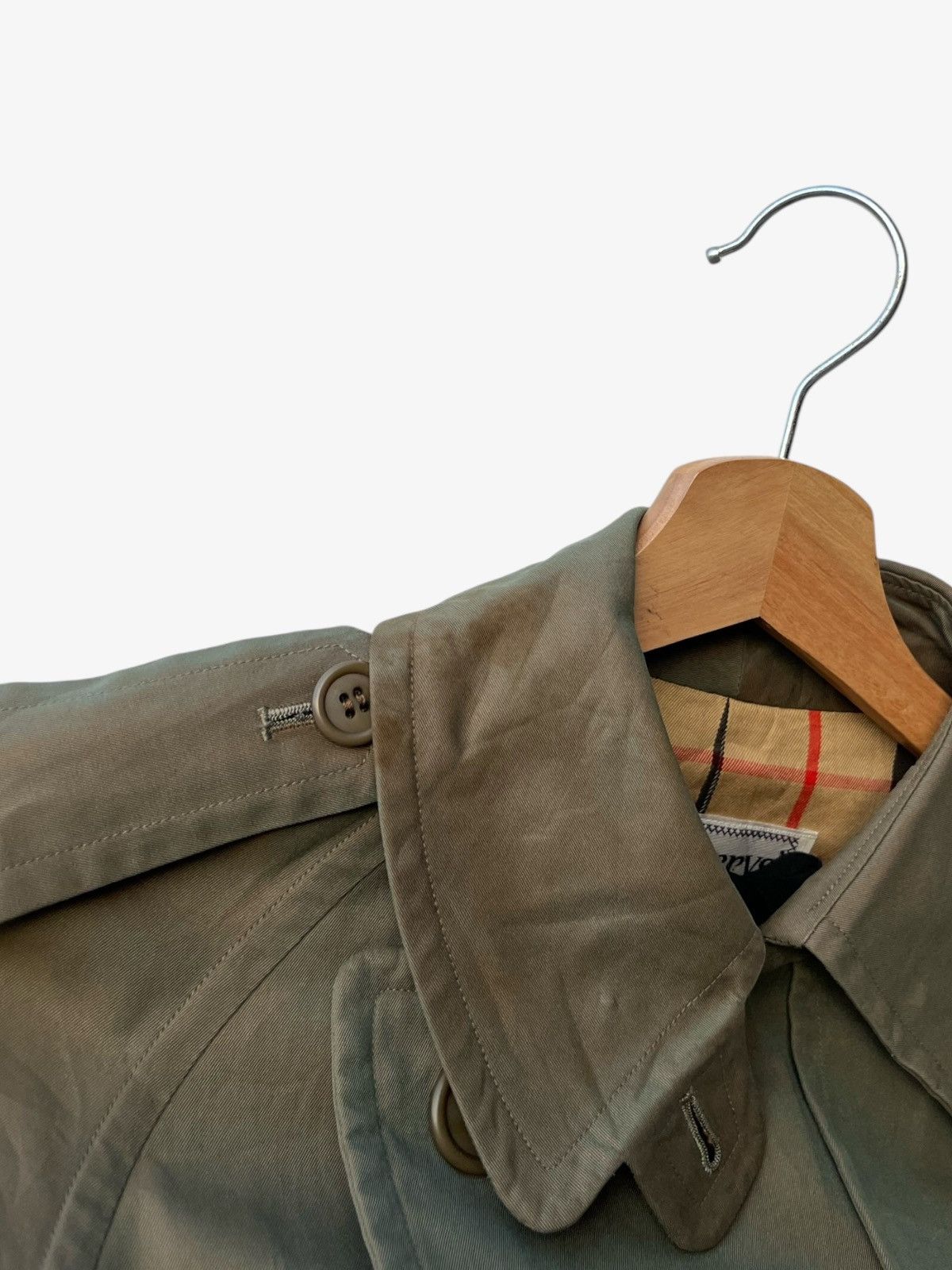 Burberry 80s/90s Burberrys Trench Coat Classic Double Breasted Olive Size S / US 4 / IT 40 - 17 Thumbnail