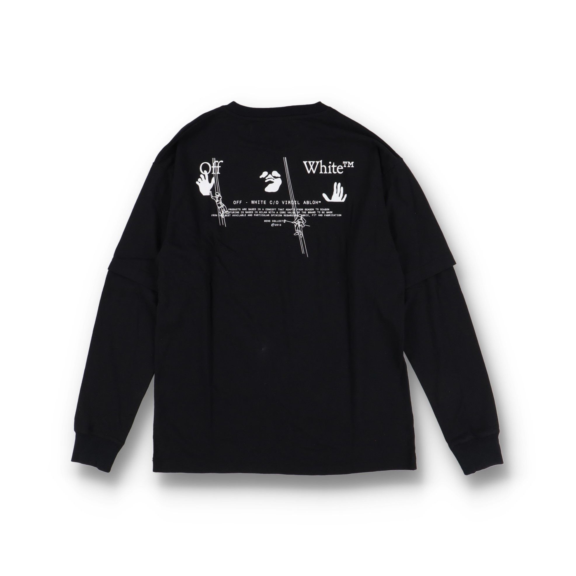 Off-White Black Worker Arrows Logo Double Layer LS T-Shirt Size US M / EU 48-50 / 2 - 1 Thumbnail