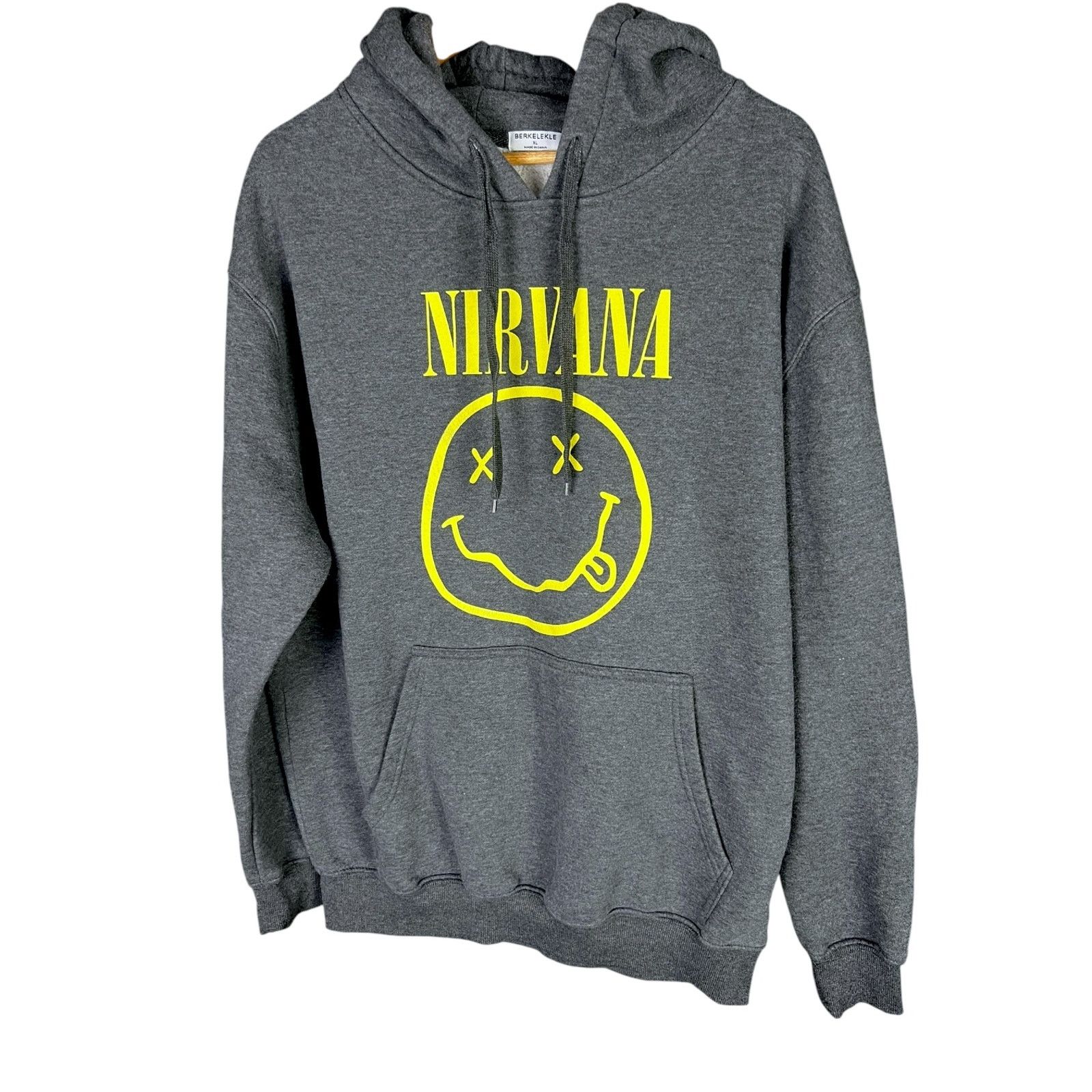 Nirvana Nirvana Official Band Merchandise Mens XL Gray Smiley Hoodie Size US XL / EU 56 / 4 - 4 Thumbnail