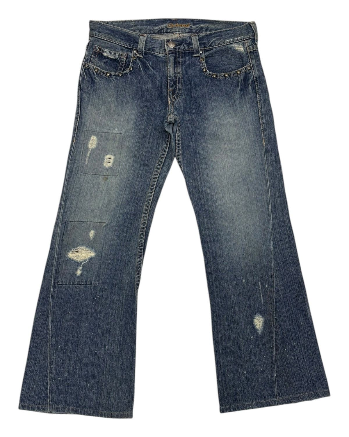 Hysteric Glamour × Japanese Brand Vintage ON BOARD Flared Baggy Distressed Denim Jeans Size US 35 - 7 Thumbnail