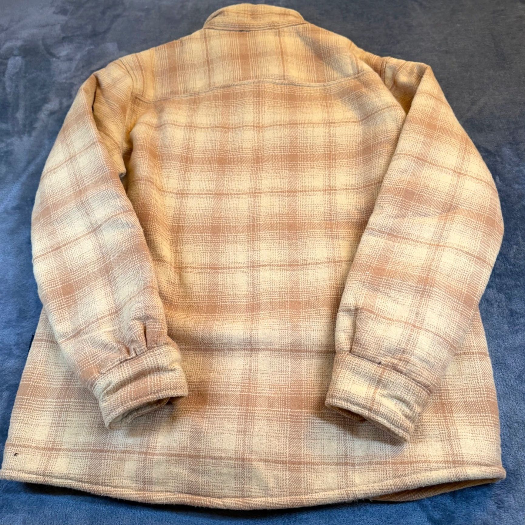Quiksilver Flannel Shirt Jacket Plaid Sherpa Lined Honey Gold Mens Small NWT