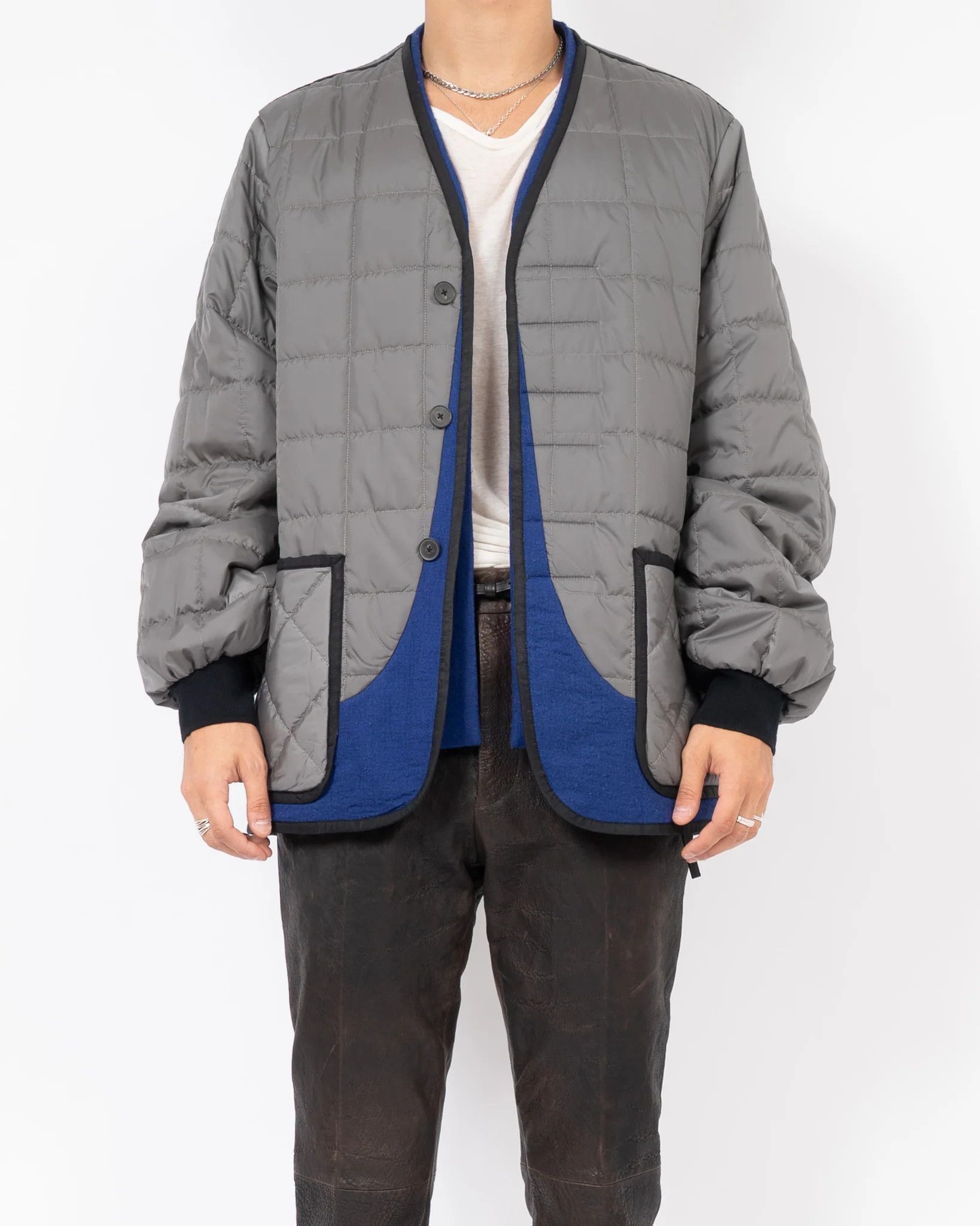 FW19 Grey Blue Double Layered Quilted Jacket