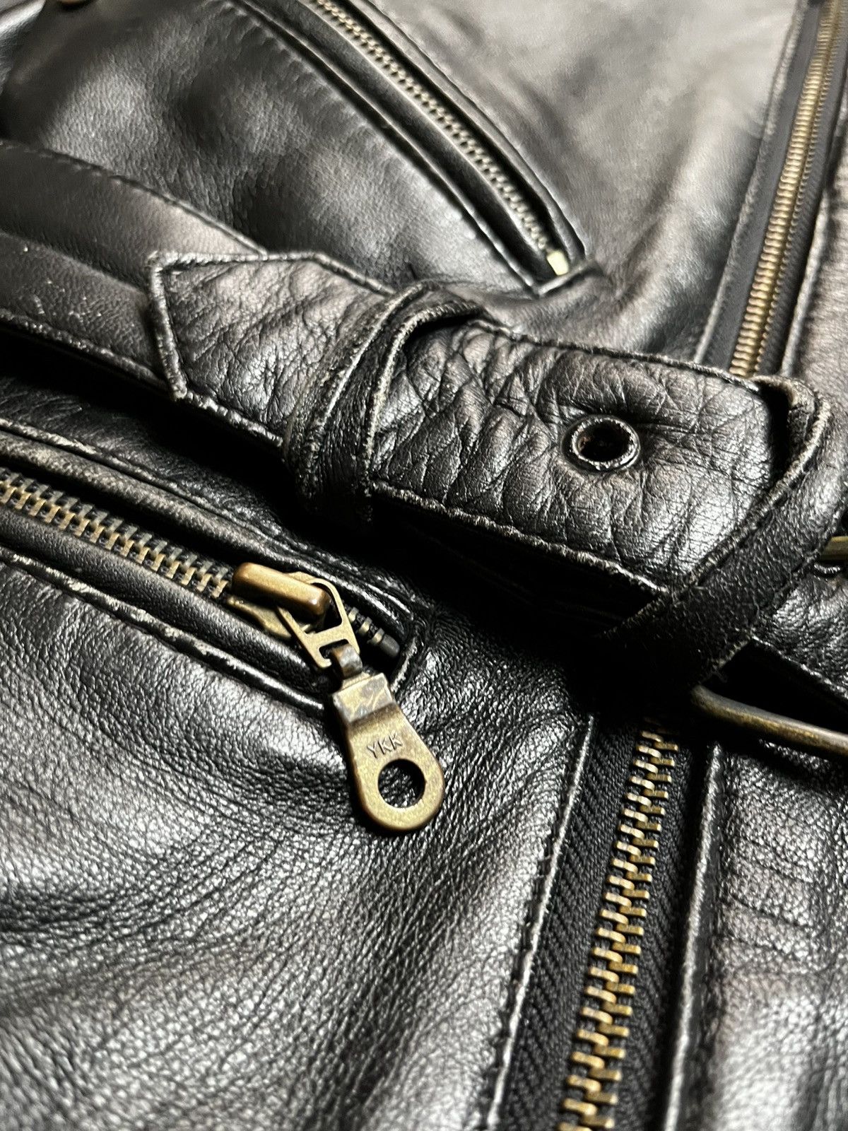 Genuine Leather Vintage 1990s Archival Leather Moto Jacket Oklahoma Buttons Size US M / EU 48-50 / 2 - 3 Thumbnail